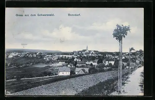 AK Bonndorf /Schwarzwald, Teilansicht mit Bahnhof