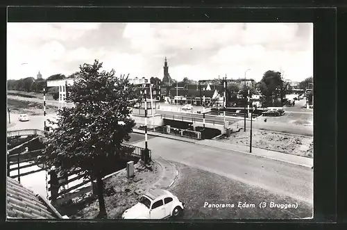 AK Edam, Panorama met 3 Bruggen