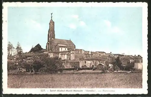 AK Saint-Michel-Mont-Mercure, Panorama mit Kirche
