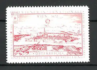 Reklamemarke Wien, Postwertzeichenausstellung 1965, Stadtansicht von 1672