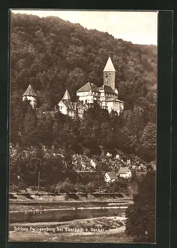 AK Eberbach a. Neckar, Blick auf Schloss Zwingenberg