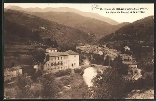 AK Chamborigaud, Le Pont de Rastel et la rivière