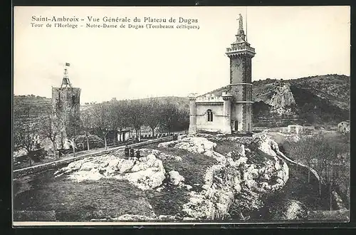 AK Saint-Ambroix, Vue Generale du Plateau de Dugas, Tour de l`Horloge, Notre-Dame de Dugas