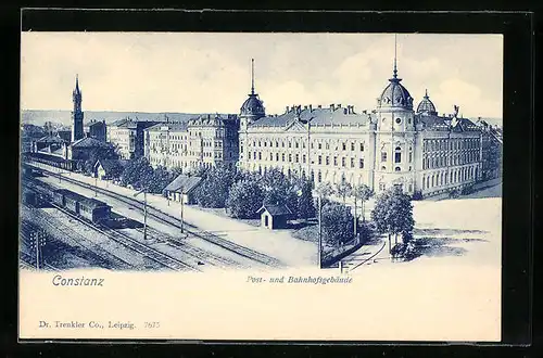 AK Constanz, Post- und Bahnhofsgebäude