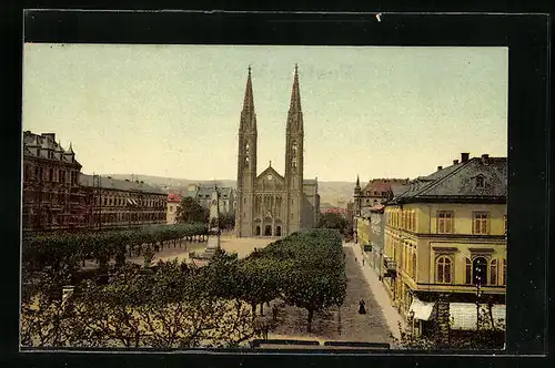 AK Wiesbaden, Luisenplatz m. Kath. Kirche