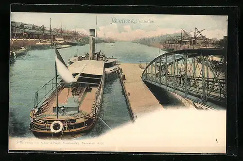 AK Bremen, Freihafen mit Dampfern