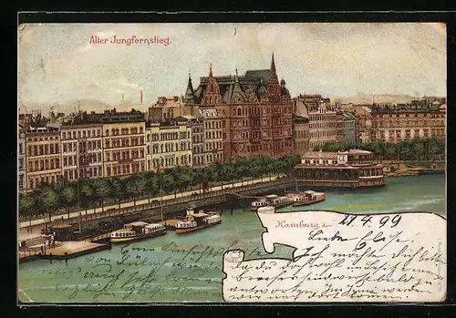 AK Hamburg-Neustadt, Alter Jungfernstieg mit Booten