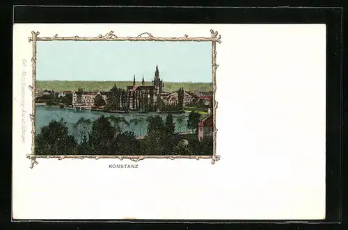 AK Konstanz, Ortsansicht mit Kirche