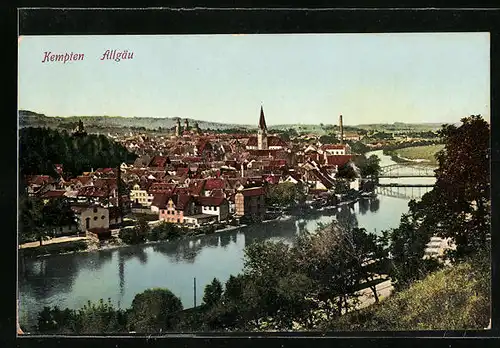 AK Kempten i. Allgäu, Totalansicht mit Kirche