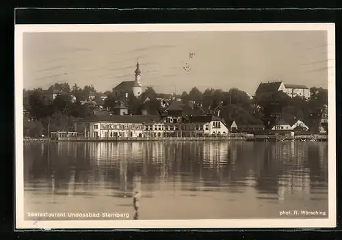 AK Starnberg, Seerestaurant Undosabad mit Uferpartie