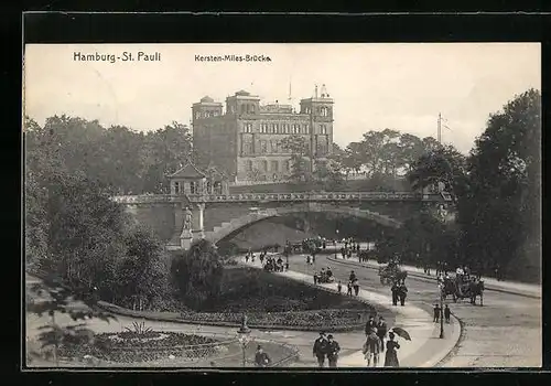 AK Hamburg-St. Pauli, Strassenpartie unter der Kersten-Miles-Brücke