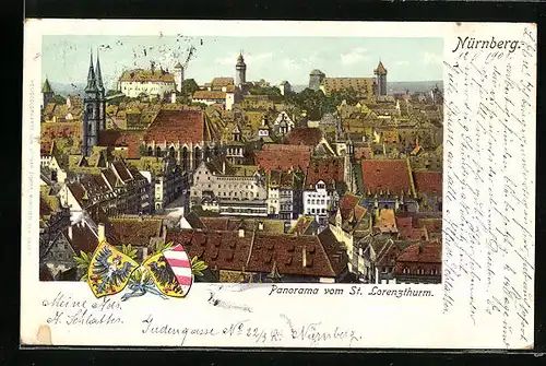 Künstler-AK Nürnberg, Panorama vom St. Lorenzturm