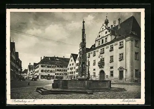 AK Rottenburg a. N., Brunnen am Marktplatz