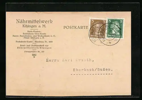 AK Kitzingen a. M., Reklame des Nährmittelwerkes