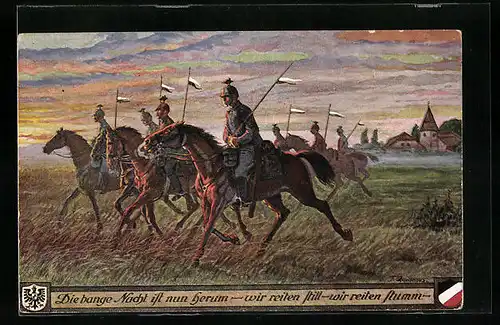 Künstler-AK Fritz Quidenus: Deutscher Kriegerbund, Soldaten zu Pferde