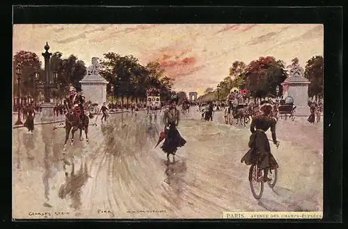 Künstler-AK Georges Stein: Paris, Avenue des Champs-Élysées