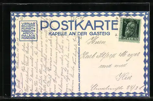 Künstler-AK Ernst E. Schlatter: Kapelle an der Gasteig