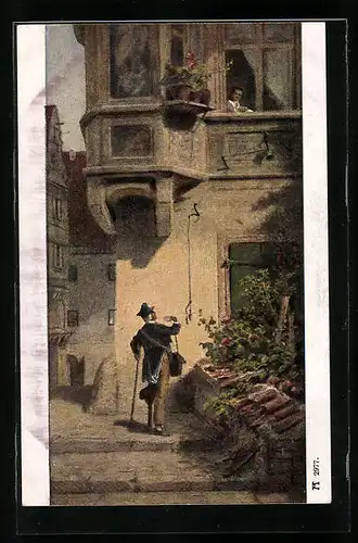 Künstler-AK Carl Spitzweg: Der Briefbote