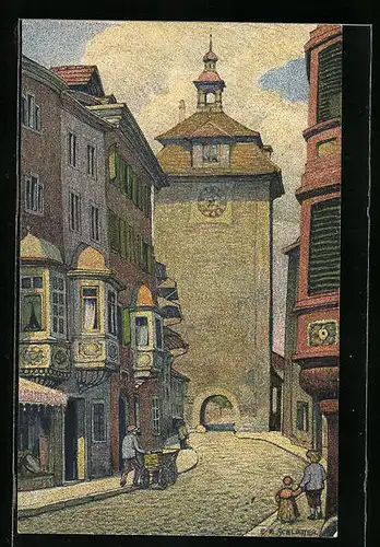 Künstler-AK Ernst E. Schlatter: Schaffhausen, Schwabenthor