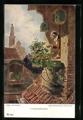 Künstler-AK Carl Spitzweg: Im Dachstübchen