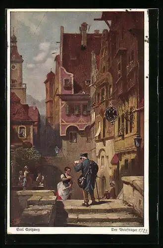 Künstler-AK Carl Spitzweg: Der Briefträger