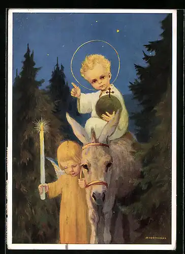 Künstler-AK Schönermark: Christkindlein, kehr bei uns ein!