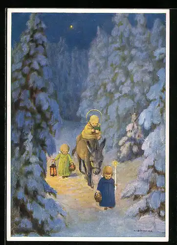 Künstler-AK Schönermark: Der liebe Gott geht durch den Wald
