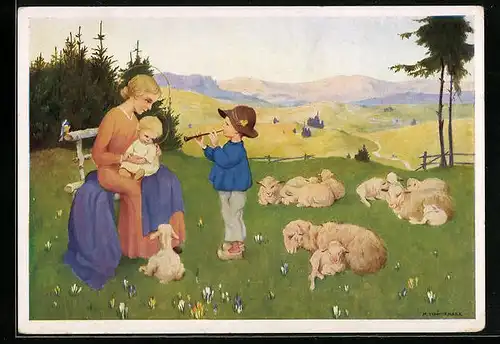 Künstler-AK Schönermark: Hirtenlied