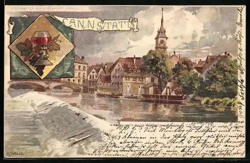 Lithographie Cannstatt, Vis-á-vis Wilhelmatheater