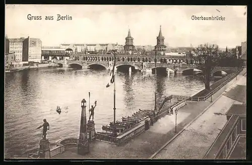 AK Berlin, Blick auf die Oberbaumbrücke