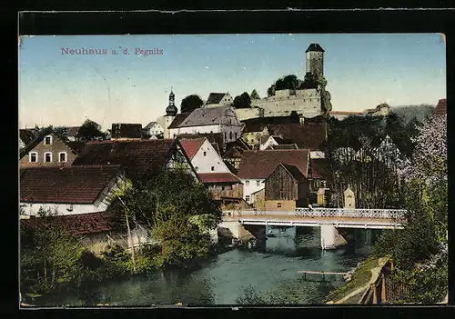 AK Neuhaus a. d. Pegnitz, Ortspartie mit Burganlage