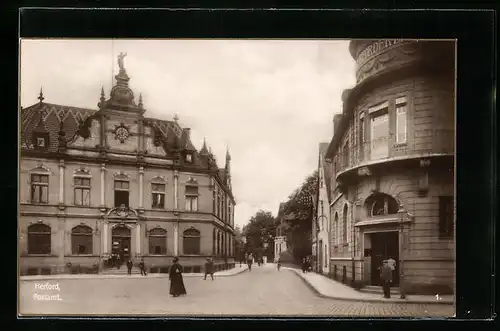 AK Herford, Strassenpartie am Postamt