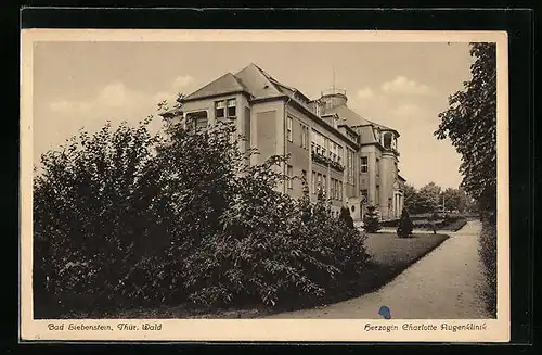 AK Bad Liebenstein /Thür. Wald, Herzogin Charlotte Augenklinik mit Grünanlagen