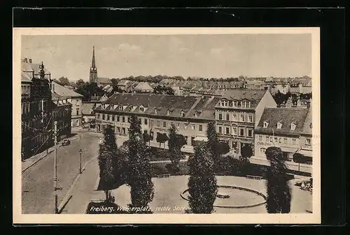 Klapp-AK Freiberg, Wernerplatz vom Flugzeug aus