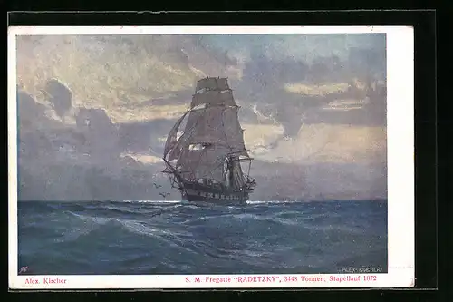 Künstler-AK Alexander Kircher: SM Fregatte Kriegsschiff Radetzky