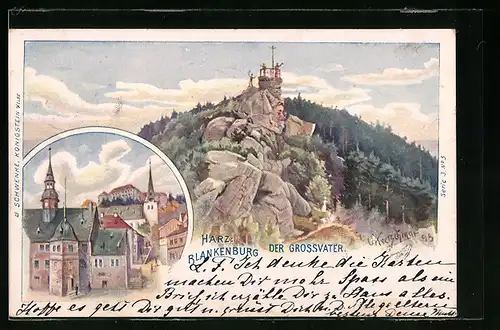 Künstler-AK Schwenke Ser. 3 Nr. 5: Harz, Blankenburg, Der Grossvater, Berg mit Gesicht / Berggesichter