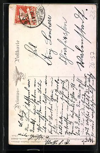 Künstler-AK Mela Köhler: Mädchen giesst Blume