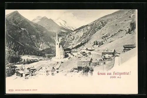 AK Heiligenblut, Ortsansicht aus der Vogelschau