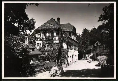Fotografie Brück & Sohn Meissen, Ansicht Erlebach, Partie am Gasthaus Lochmühle