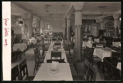 Fotografie Brück & Sohn Meissen, Ansicht Meissen i. Sa., Innenansicht des Theatercafe und Restaurant Hotel Goldne Sonne