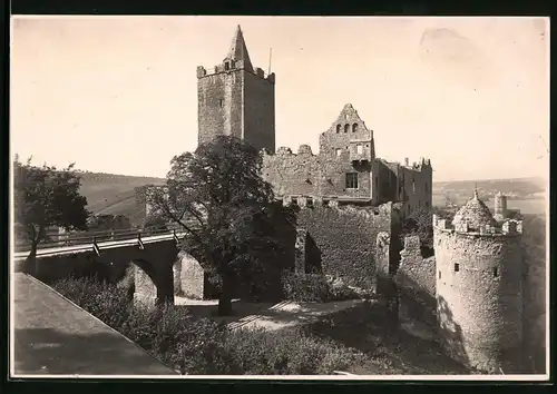 Fotografie Brück & Sohn Meissen, Ansicht Saaleck, Blick auf die Ruien Rudelsburg a. d. Saale