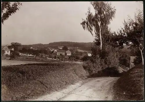 Fotografie Brück & Sohn Meissen, Ansicht Spechtshausen, Blick auf den Ort mit Feldweg