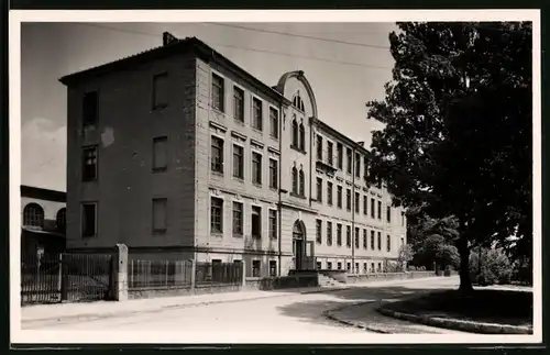 Fotografie Brück & Sohn Meissen, Ansicht Weinböhla, Strassenpartie an der Schule