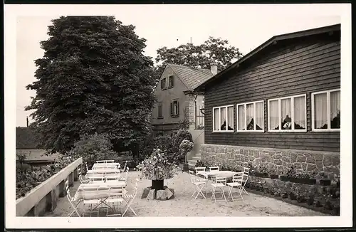 Fotografie Brück & Sohn Meissen, Ansicht Diesbar-Nieschütz, Terasse am Cafe Grundmann