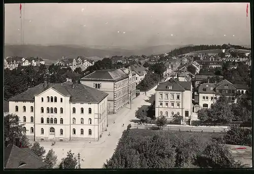 Fotografie Brück & Sohn Meissen, Ansicht Eibenstock, Blick in die Stadt mit Haus Fritz Remus