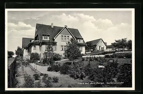 AK Hauteroda über Heldrungen-Unstrut, Haus a. d. Berge, Erholungsheim d. Ev. Jungmädchenbundes Thüringen, Gartenansicht