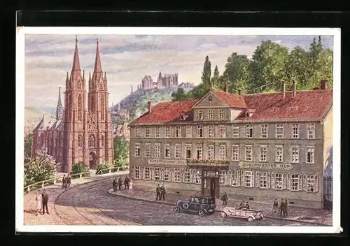 Künstler-AK Marburg /Lahn, Hotel Europäischer Hof