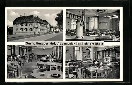 AK Appenweier /Krs. Kehl, Gasthaus Hanauer Hof, Innenansichten