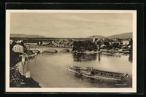AK Rheinfelden, Ortsansicht mit Dampfer