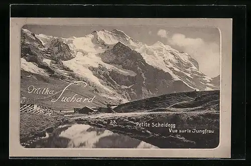 AK Kleine Scheidegg, Blick auf die Jungfrau, Reklame für Milka Suchard
